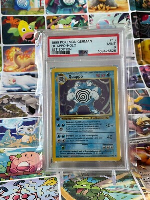 Pokémon Quappo Holo 1999 Basis Set 1. Edition Deutsch German 13/102 PSA 9 MINT