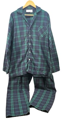 The Vermont Country Store 2 Piece Pajama Set Cotton Flannel Mens 