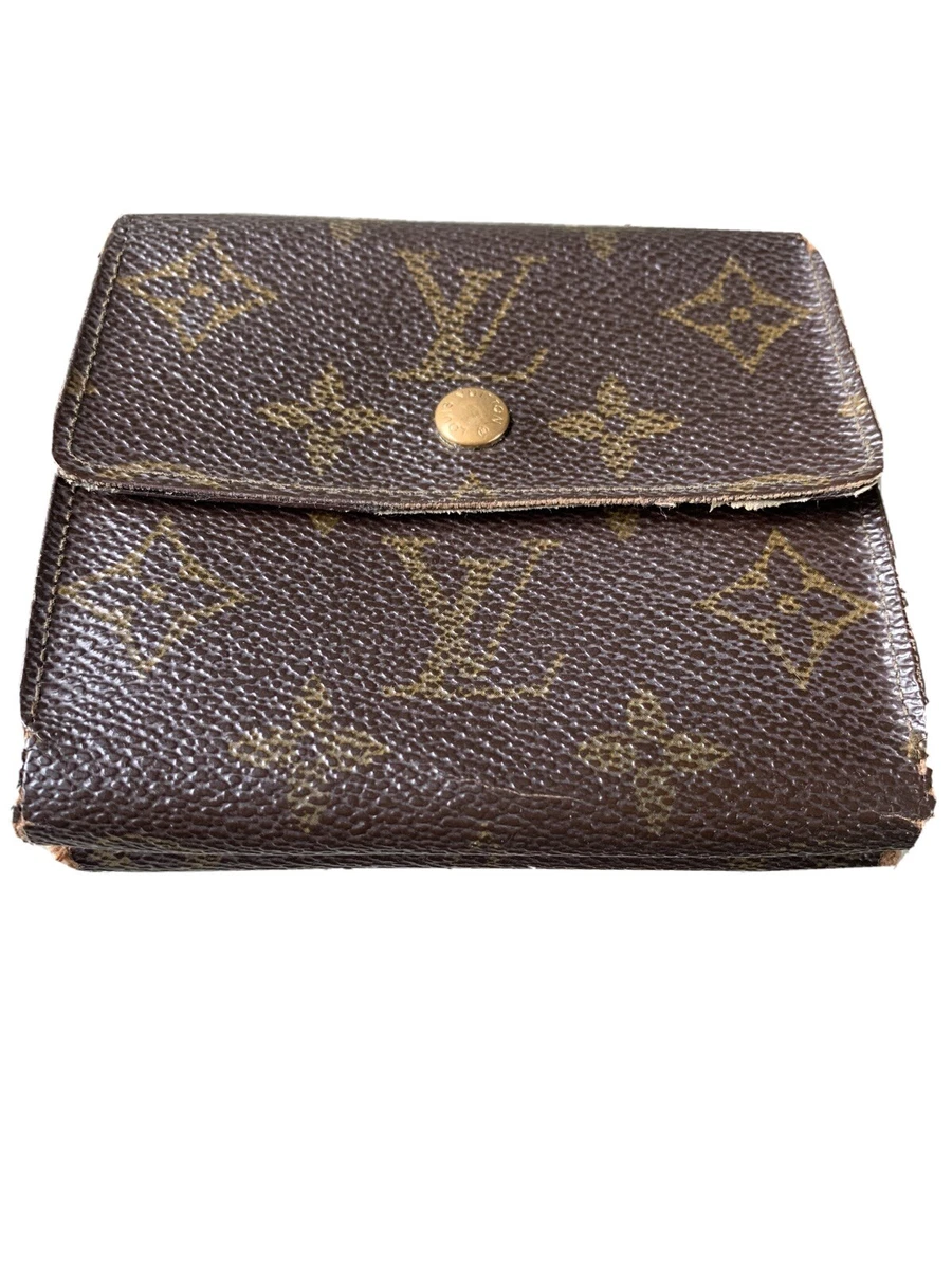 Louis Vuitton Brown Monogram Logo Saffiano Leather Trifold Wallet Authentic