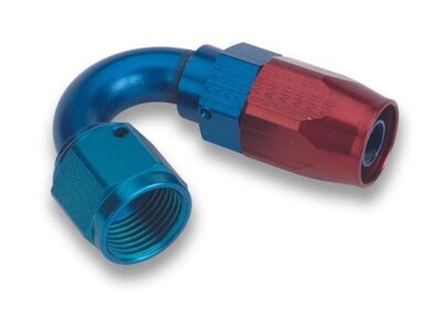 Earls 815008 08AN 150 Deg. Swivel-Seal Hose End - Red and Blue Anodized