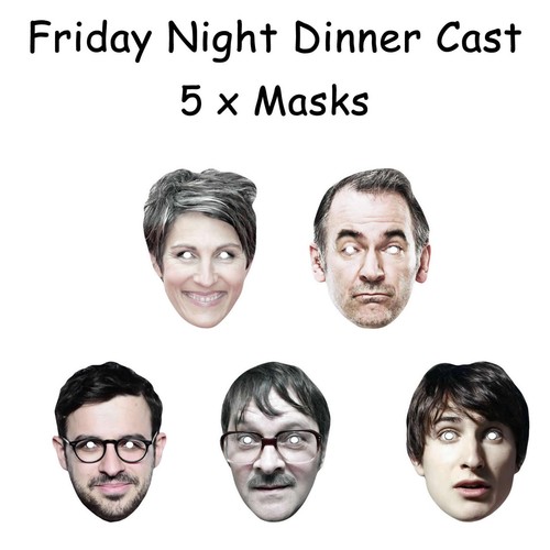 Paquete de 5 máscaras faciales Paul Ritter, Tom Rosenthal, Tasmin Greg, Simon Bird, Mark Heap - Imagen 1 de 7