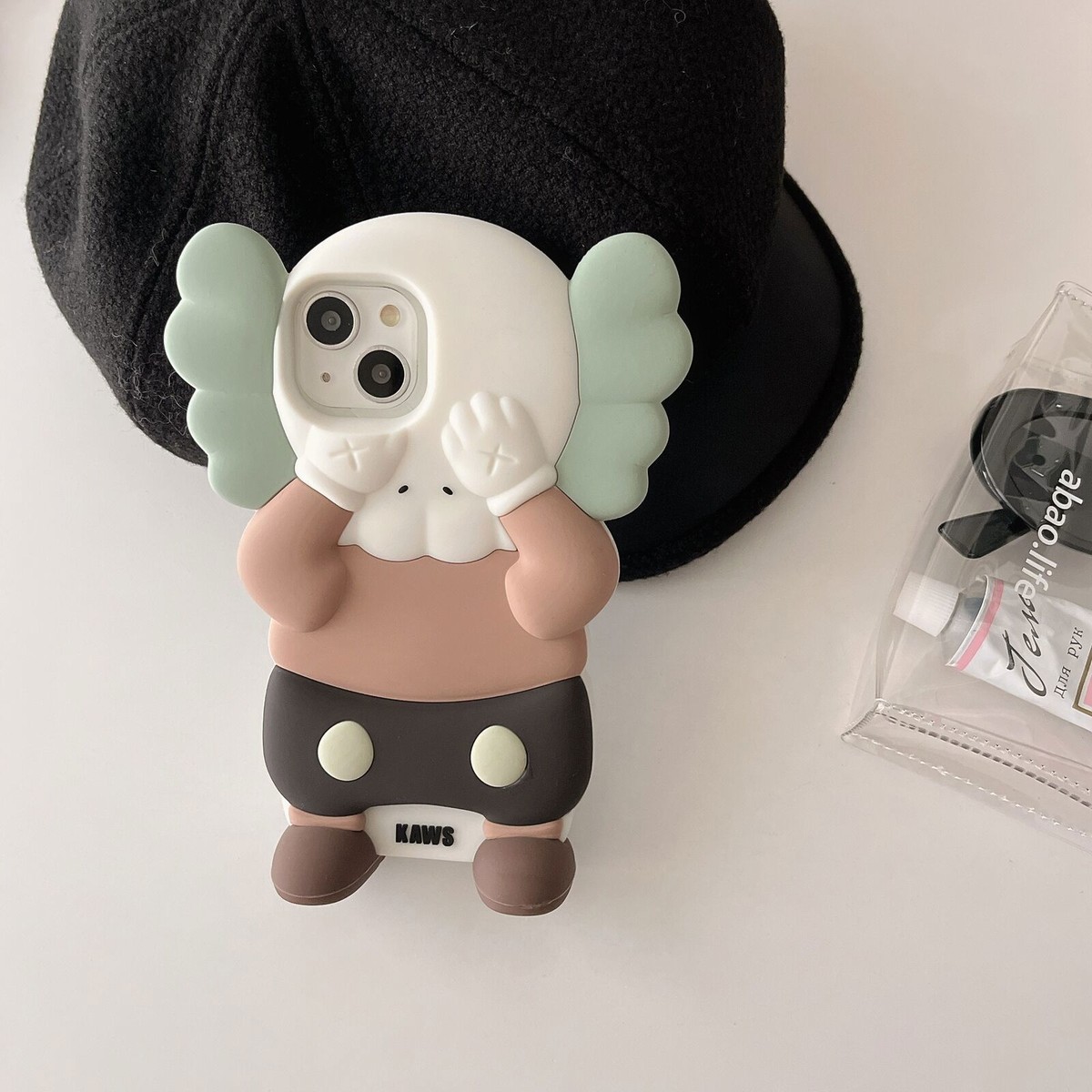 3D Stand KAWS Silicone Case For iPhone 13 14 15 16 Pro Max Cartoon