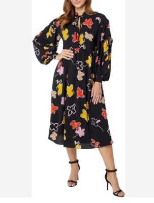 Ted Baker Yviee Chuck Ruffle Long Sleeve Floral Dress Sz 4~ Beautiful- |  eBay