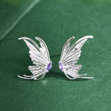Fashion Earings Stud Crystal Silver Plated Butterfly Jewelry Earrings For Womens