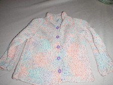 handgestrickte Kinderjacke, rosa  weiß, Ragl...