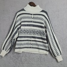 Loft Womens M Wool Blend Mock neck Patterned Sweater Medium 10PT