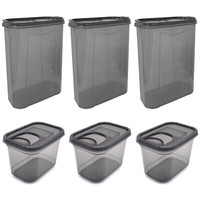 6Er Set Vorratsdose 3X 1,3 L & 3X 2,8 Liter SchüTtdose Grau Aufbewahrungsdose