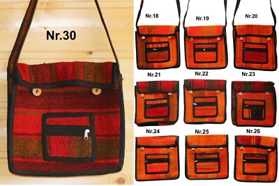 Tasche orange grün Peru Anden Cuzco dicker Inka Manta Stoff gewebt Bolivien Lama