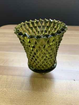 Homco Set Of 2 Green Diamond Cut Votive Cups Home Interior Candle Holders Collectibles Homco