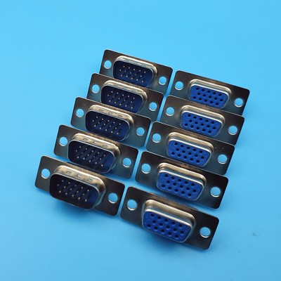 10Pcs DB15 VGA 3 Row 15Pin D-SUB Wire Solder Type DIY Plug Connector