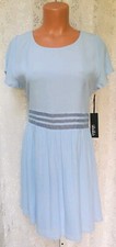 LULUS Short Sleeve Summer Shift Dress M A-line Rayon Blend Pullover Zip Blue NWT