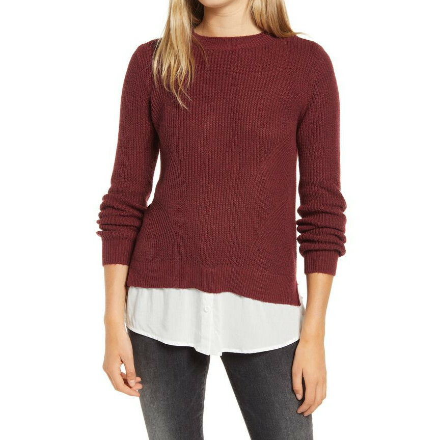 ルナ NWT Womens Size XS Vero Moda Luna Burgundy Crewneck Sweater with