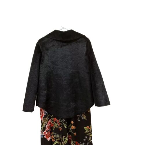 Faux Fur Jacket Women’s Med Black Coat Bisou Bisou Lightweight Wintery Fashion - Picture 5 of 6