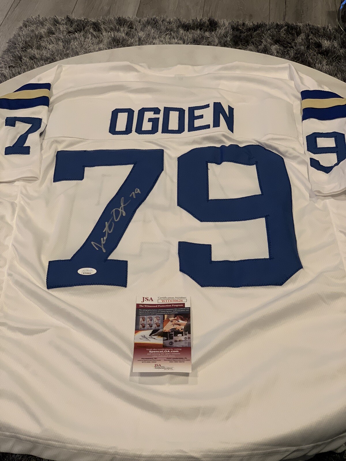 Jonathan Ogden Autographed/Signed Jersey JSA COA UCLA Bruins 