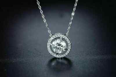 2Ct Round Cut VVS1 Diamond Solitaire Womens Pendant Necklace 14K White Gold Over