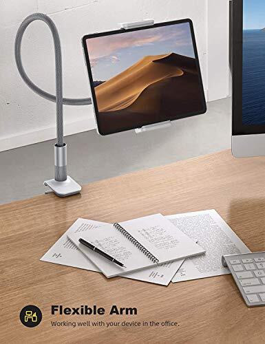 Tablet Holder,  Tablet Stand: Flexible Arm Clip Tablet Mount Gray