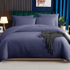 100% Pure Cotton Waffle Duvet Cover Bedding Set Pillowcases Single Double King