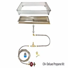 DIY Pro Deluxe Linear Fire Table Kit w/ Windscreen, Pan, Burner, and Pro Gas Kit