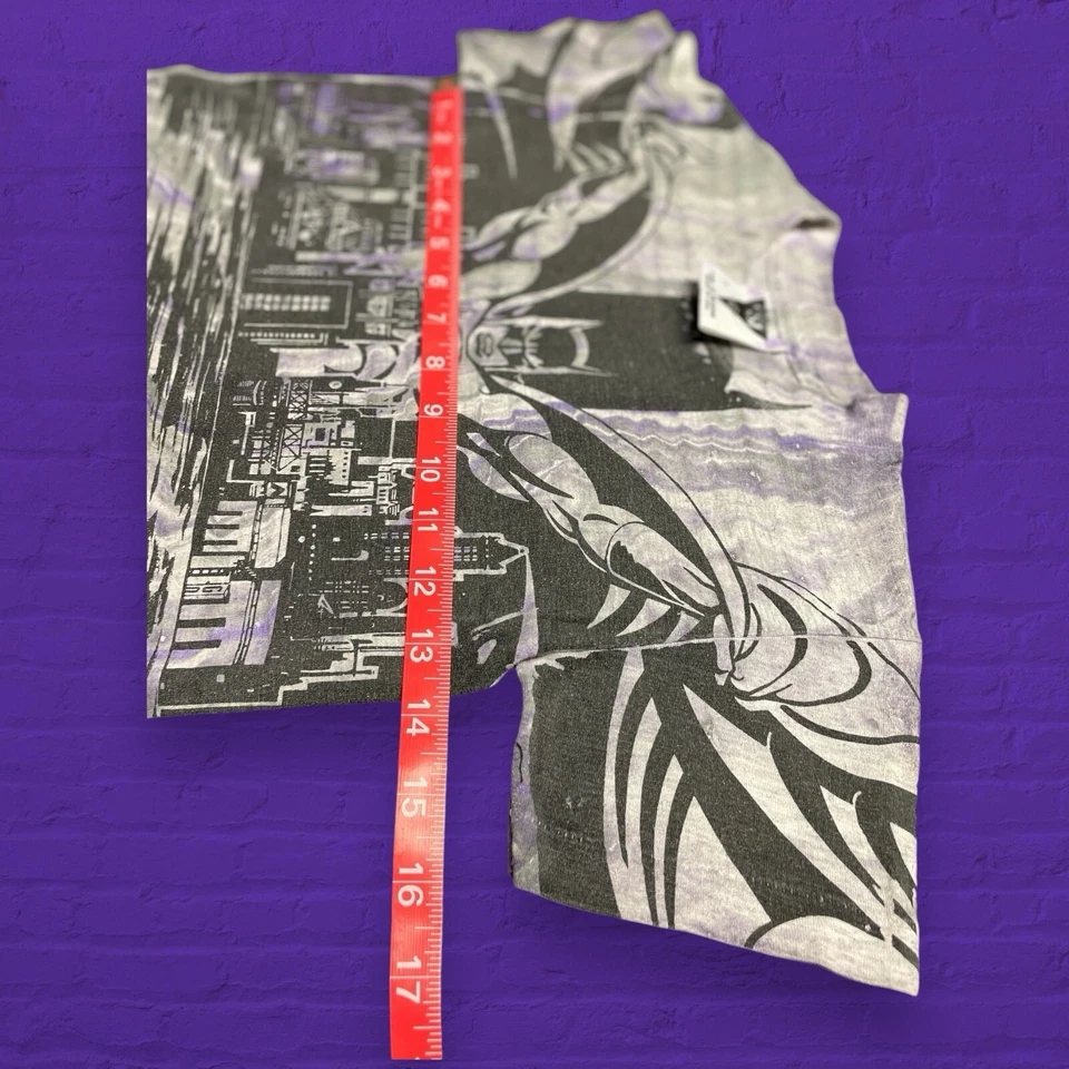 VTG 90’s DC COMICS T Shirt BATMAN AOP Youth Sz 7 SSI Tag Tie Dye Single Stitched - Image 2 of 4