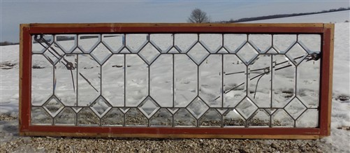 Beveled Glass Window Panel, Vintage Framed Transom, Suncatcher Art Craft A42,,