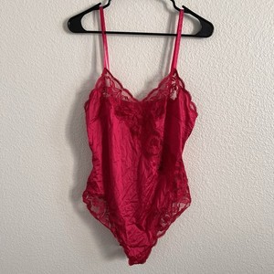 Vtg WONDER MAID Wondermaid 100% Antron Nylon Teddy Bodysuit Scalloped Lace  38