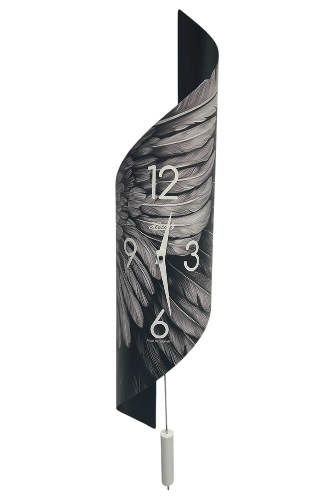 Hermle LORNA spiral wall clock black and gray wing design