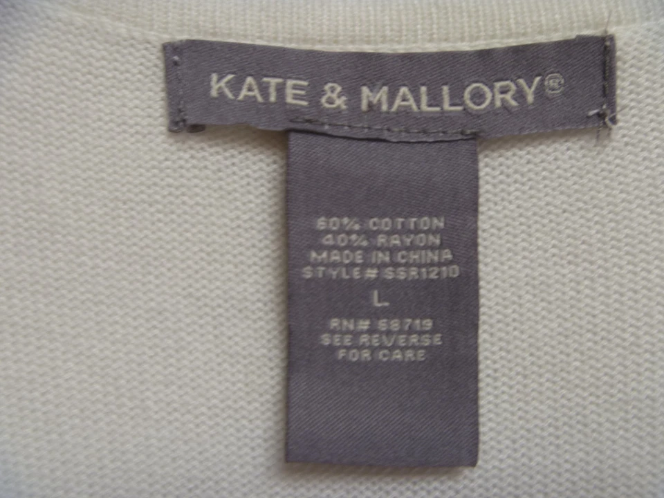 Cardigã suéter branco vermelho floral feminino tamanho G grande Kate & Mallory comprimento do joelho - Imagem 3 de 4