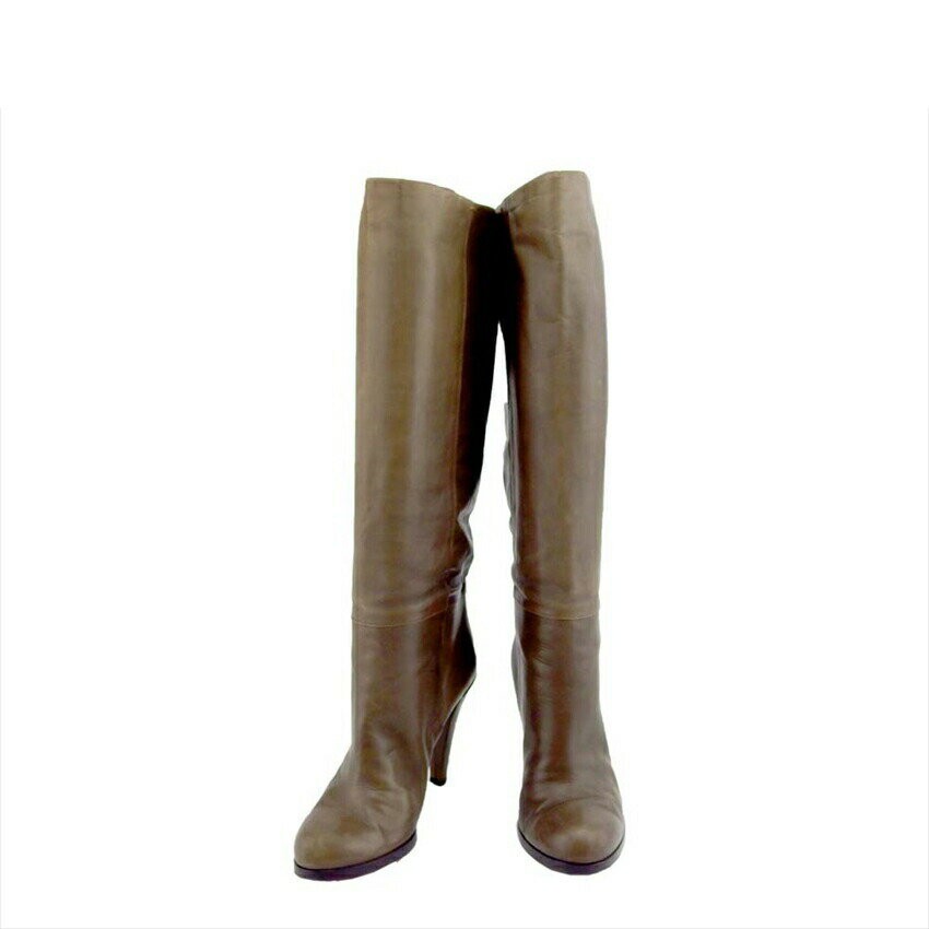 GUCCI Long Boots Shoes EU 36.5 US 6.5 Brown Green Gold Authentic