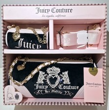 Juicy Couture Heritage Barrel Bag Set Liquorice Black and Pink New With Box