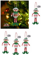 Personalised Snow Globe Tree Decorations Elf Pick your Name History & Heraldry