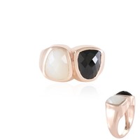 Cavill Damen Ring Sterlingsilber RoséGold 5,85Ct Schwarzer Spinell Mondstein