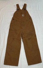 Carhartt Kids Bib Overalls Size 7 Brown Duck Canvas Youth Work or Play STAINS