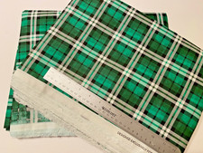 Large Green Plaid Cotton Fabric 2 Cuts Totaling 11 1/2 Yards