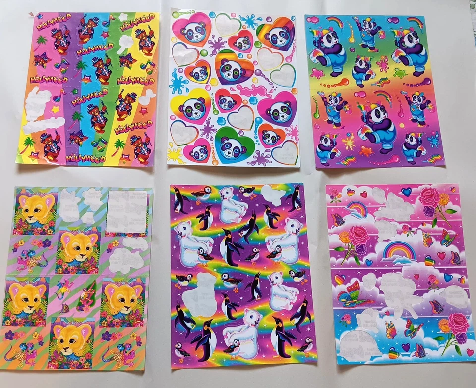 Vintage Lisa Frank Sticker Lot Dolphins Dogs Flowers Hearts Others - Image 2 of 4