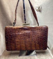 Vintage Brown Alligator Riviera Handbag In Good Condition 360