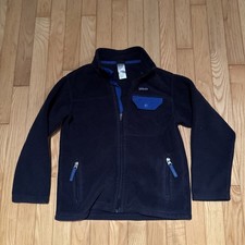 Patagonia Boys small 8 Fleece Zip Jacket Navy royal blue full Zip