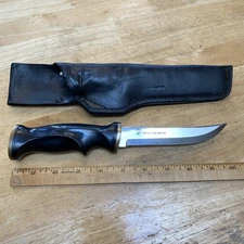 DUCKS UNLIMITED 10" SWEDISH Hunting Fixed Blade Knife & Leather Sheath Sweden