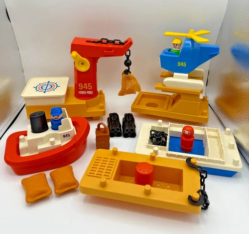Vintage 1978 Fisher Price Little People Off Shore Cargo Base Complete 945 Boat