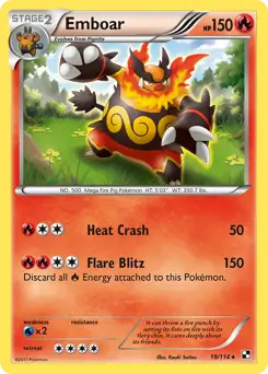 Emboar - 19/114 - Pokemon Black and White Holo Rare Card LP