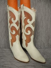 Vintage Lenni Italy White Western Boots Womens 5 5 B Mesh Leather Heel