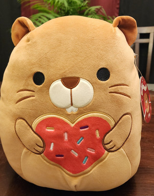 Squishmallows Chip the Beaver with Heart Shaped Cookie 12'' NWT Valentine's RARE