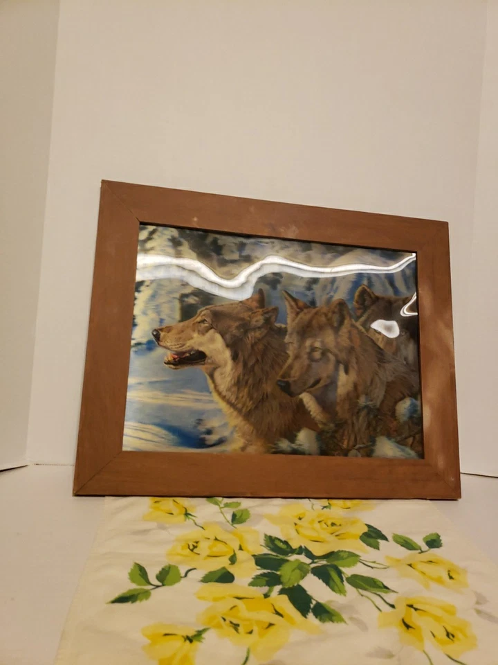 Wolf Wall Art Print 3D Lenticular Holographic Dimensional Framed - Image 3 of 4