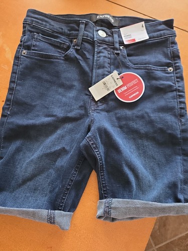 Ladies Express Bermuda Jean Shorts Nwt Sz 4 High Rise