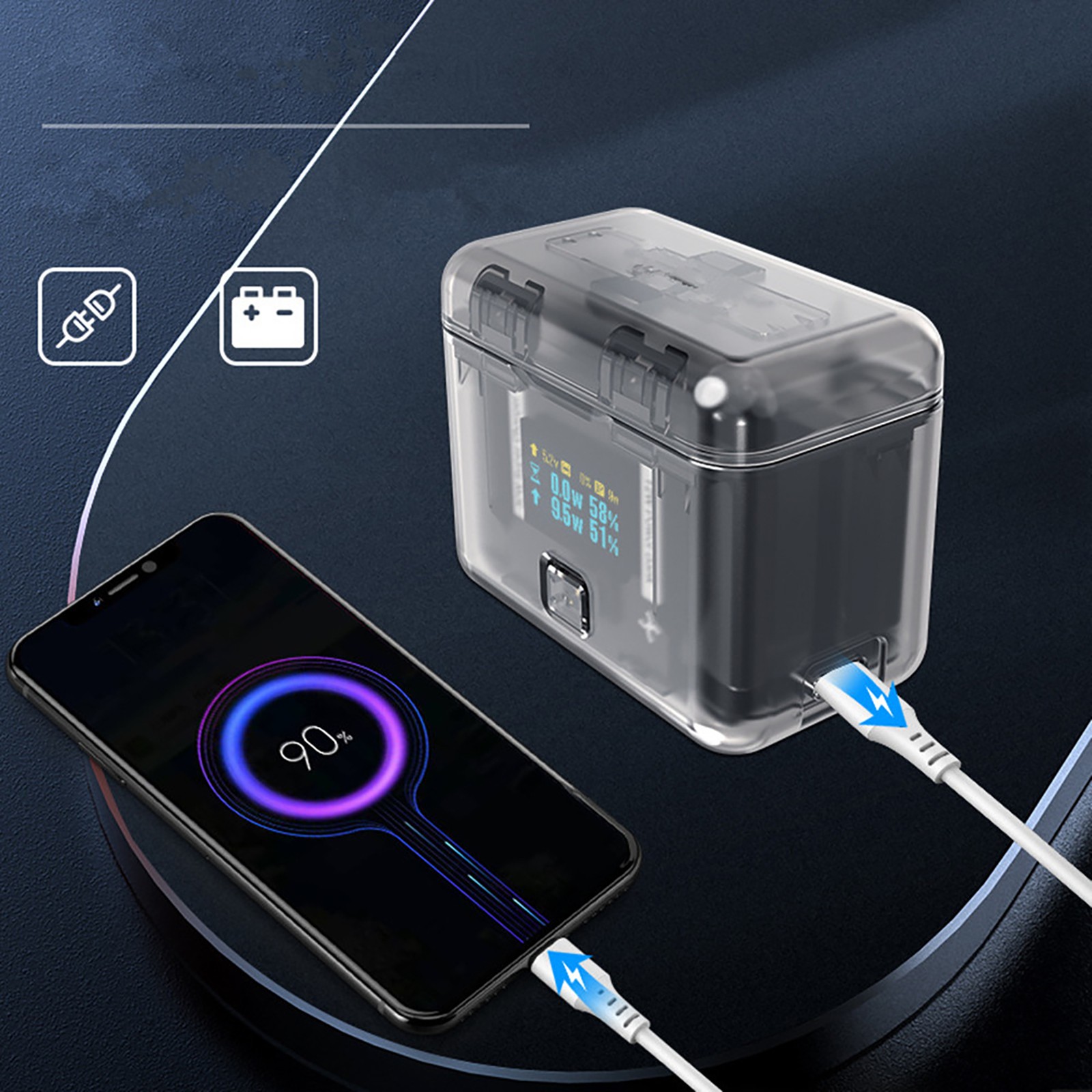 Smart Fast Charge Manager For Insta360 X4 Camera Battery 2-way Charger 3-in-1 thumbnail 11