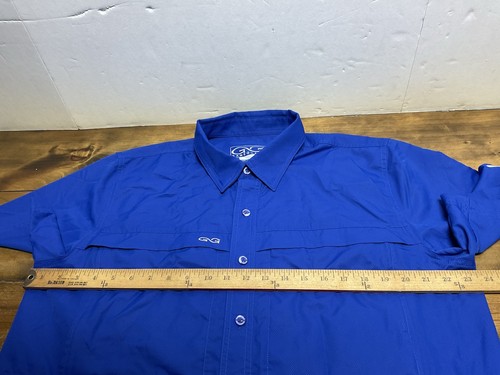 GameGuard Outdoor Fishing Shirt Mens L Blue Vented Short Sleeve 100% Polyester - Picture 7 of 10
