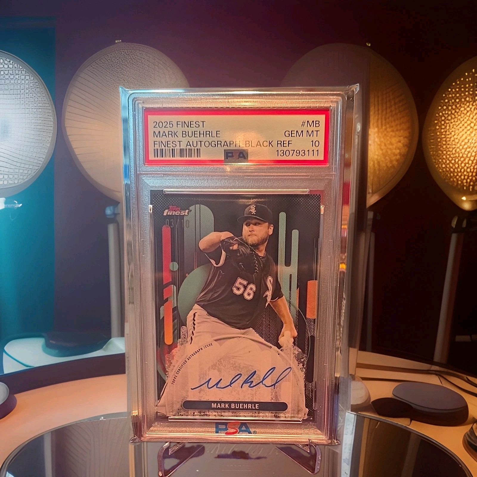 Topps 2025 Topps Finest Mark Buehrle White Sox Black Refractor /10 #FA-MB PSA 10