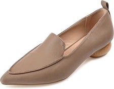 Journee Collection Women's Maggs Width Loafer Pointed Flats, Taupe Size 10M