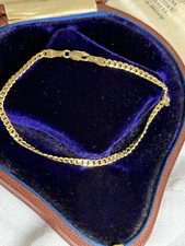 Vintage 9ct 375 Gold Curb Bracelet Italian Made UK Import Hallmark Solid 2g 7"