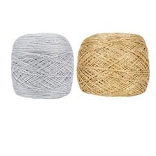 50g Silver Gold Lurex Glitter Yarn - Metallic Crochet Thread for DIY Art Ba...
