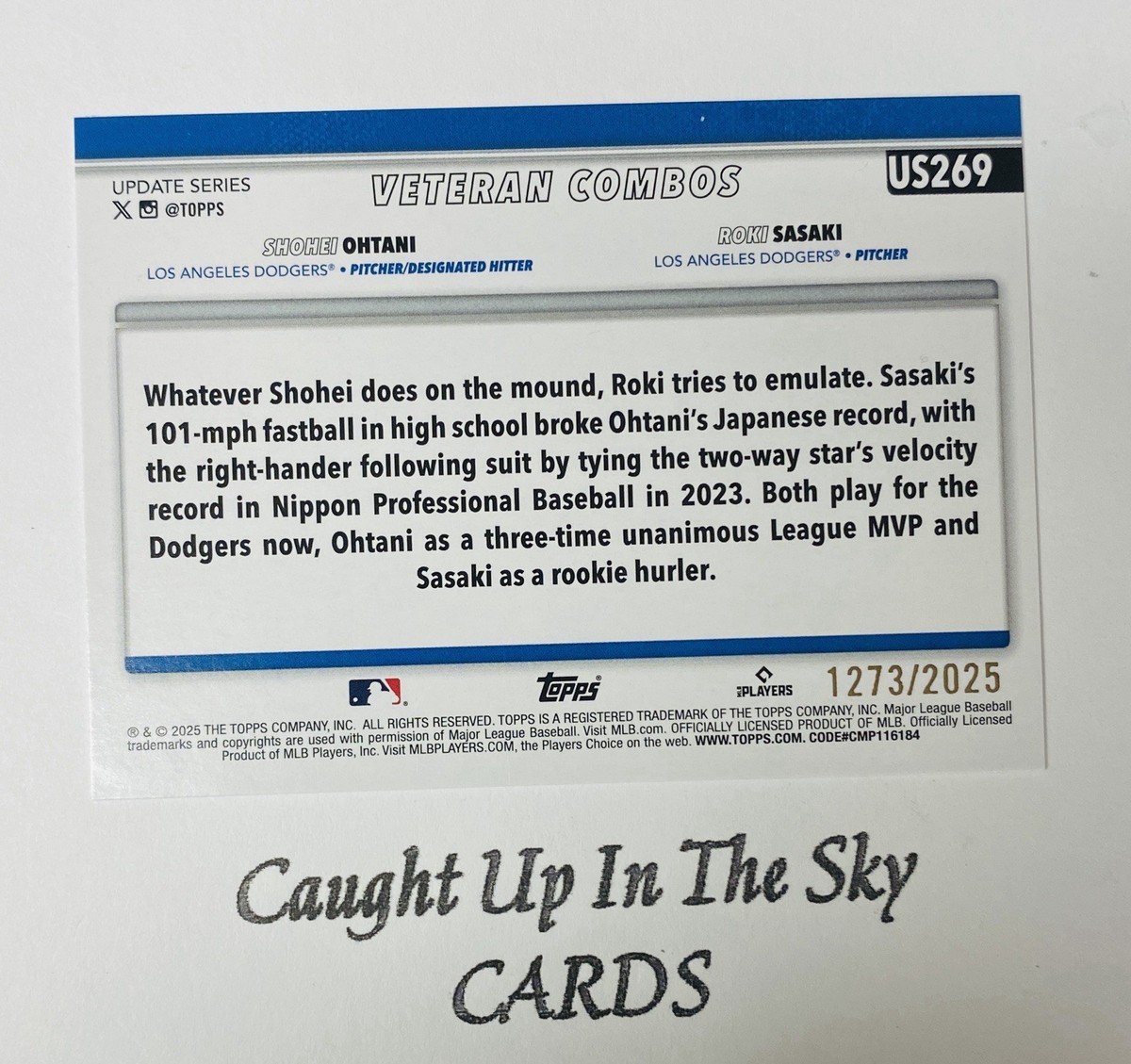 2025 Topps Update “Rising Sons”Shohei Ohtani/Roki Sasaki Gold